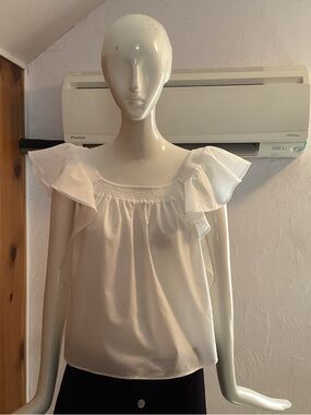 Express White Ruffle Sleeve Blouse